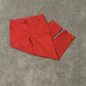 Chico's Orange Capris Flat Front Tailored - Chico’s Women size 1